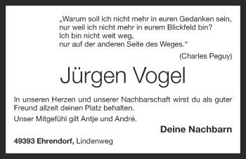 Anzeige von Jürgen Vogel von OM-Medien