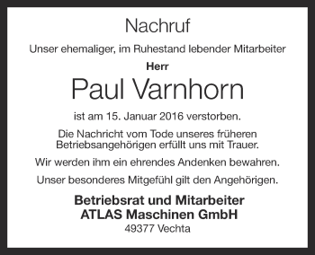 Anzeige von Paul Varnhorn von OM-Medien