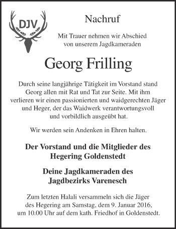 Anzeige von Georg Frilling von OM-Medien