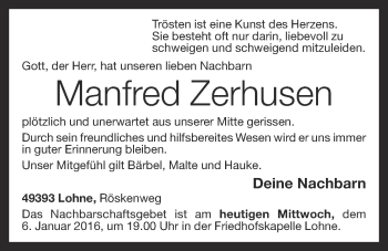 Anzeige von Manfred Zerhusen von OM-Medien