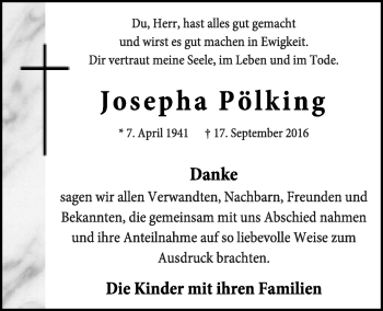 Anzeige von Josepha Pölking von OM-Medien