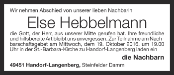 Anzeige von Else Hebbelmann von OM-Medien