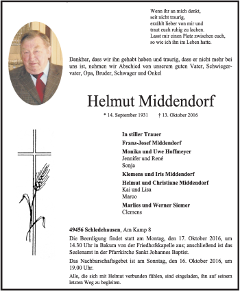 Anzeige von Helmut Middendorf von OM-Medien