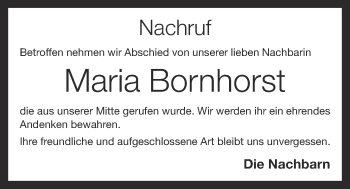 Anzeige von Maria Bornhorst von OM-Medien