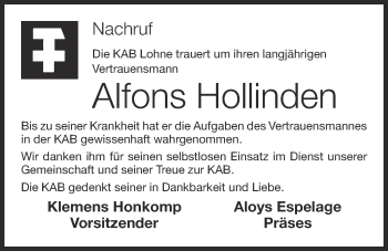 Anzeige von Alfons Hollinden von OM-Medien