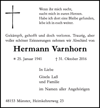 Anzeige von Hermann Varnhorn von OM-Medien