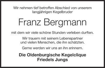 Anzeige von Franz Bergmann von OM-Medien