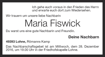 Anzeige von Maria Fiswick von OM-Medien