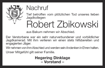 Anzeige von Robert Zbikowski von OM-Medien