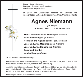 Anzeige von Agnes Niemann von OM-Medien