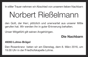 Anzeige von Norbert Rießelmann von OM-Medien