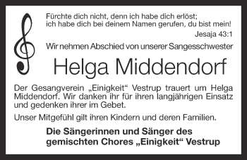 Anzeige von Helga Middendorf von OM-Medien