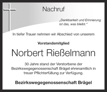 Anzeige von Norbert Rießelmann von OM-Medien