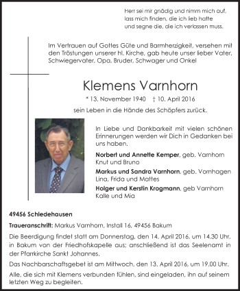 Anzeige von Klemens Varnhorn von OM-Medien