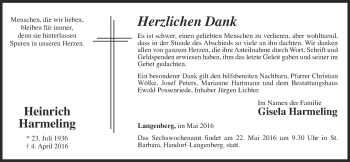 Anzeige von Heinrich Harmeling von OM-Medien