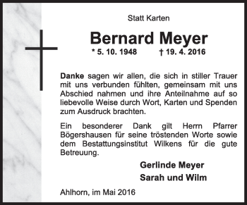 Anzeige von Bernard Meyer von OM-Medien