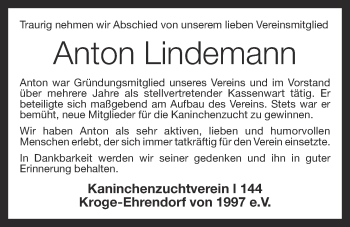 Anzeige von Anton Lindemann von OM-Medien