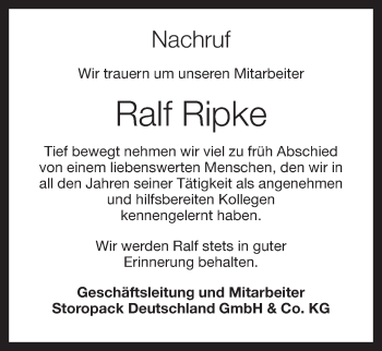 Anzeige von Ralf Ripke von OM-Medien