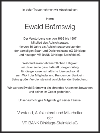 Anzeige von Ewald Brämswig von OM-Medien