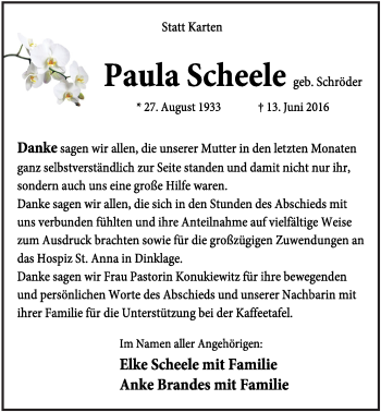 Anzeige von Paula Scheele von OM-Medien