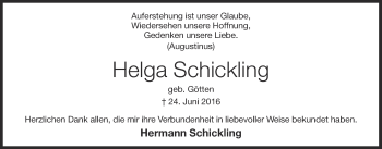 Anzeige von Helga Schickling von OM-Medien