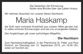 Anzeige von Maria Haskamp von OM-Medien