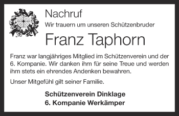 Anzeige von Franz Taphorn von OM-Medien