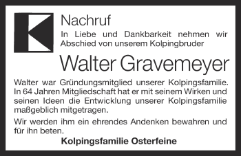 Anzeige von Walter Gravemeyer von OM-Medien