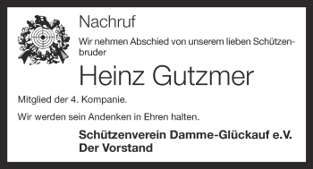 Anzeige von Heinz Gutzmer von OM-Medien