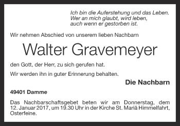 Anzeige von Walter Gravemeyer von OM-Medien