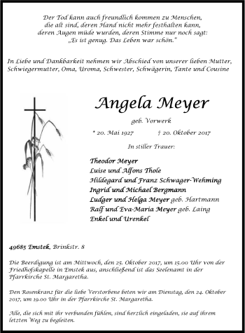 Anzeige von Angela Meyer von OM-Medien