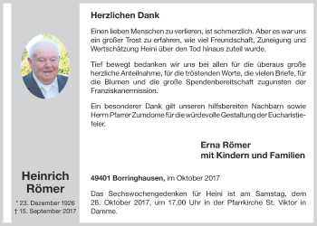 Anzeige von Heinrich Römer von OM-Medien