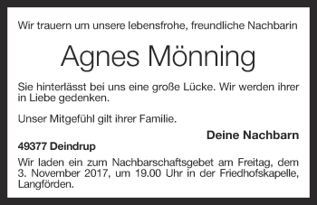 Anzeige von Agnes Mönning von OM-Medien