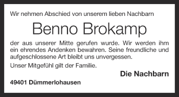 Anzeige von Benno Brokamp von OM-Medien