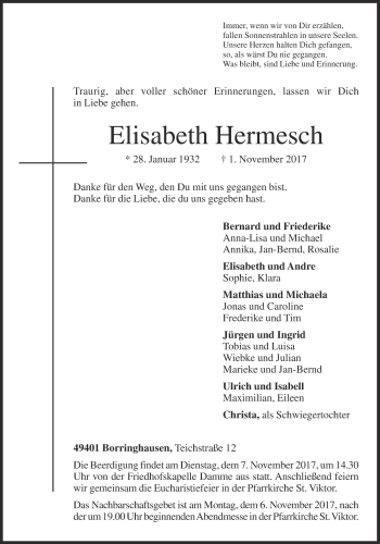 Anzeige von Elisabeth Hermesch von OM-Medien