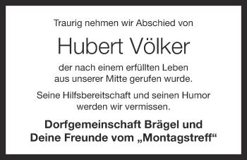 Anzeige von Hubert Völker von OM-Medien