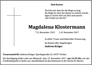 Anzeige von Magdalena Klostermann von OM-Medien