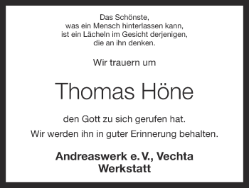 Anzeige von Thomas Höne von OM-Medien