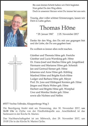 Anzeige von Thomas Höne von OM-Medien