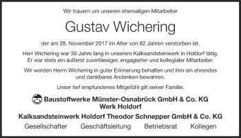 Anzeige von Gustav Wichering von OM-Medien