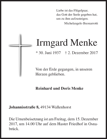 Anzeige von Irmgard Menke von OM-Medien