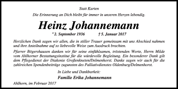 Anzeige von Heinz Johannemann von OM-Medien