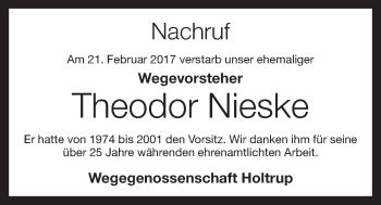 Anzeige von Theodor Nieske von OM-Medien