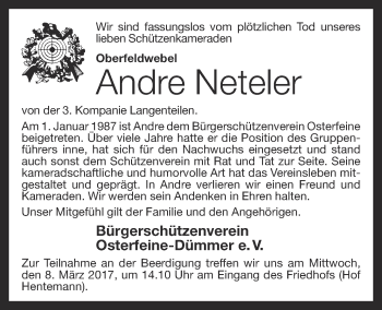 Anzeige von Andre Neteler von OM-Medien