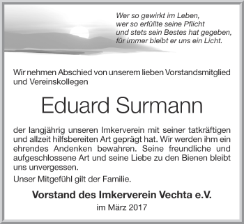 Anzeige von Eduard Surmann von OM-Medien