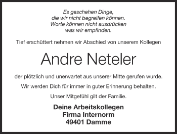 Anzeige von Andre Neteler von OM-Medien