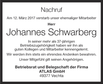 Anzeige von Johannes Schwarberg von OM-Medien