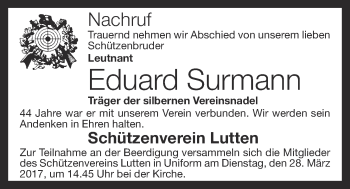 Anzeige von Eduard Surmann von OM-Medien