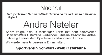 Anzeige von Andre Neteler von OM-Medien