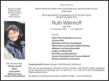 Anzeige von Ruth Wilmhoff von OM-Medien